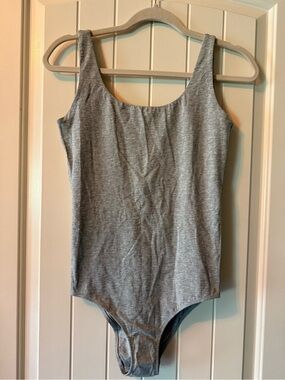 Grey Scoop Neck One-Piece Bodysuit NWOT